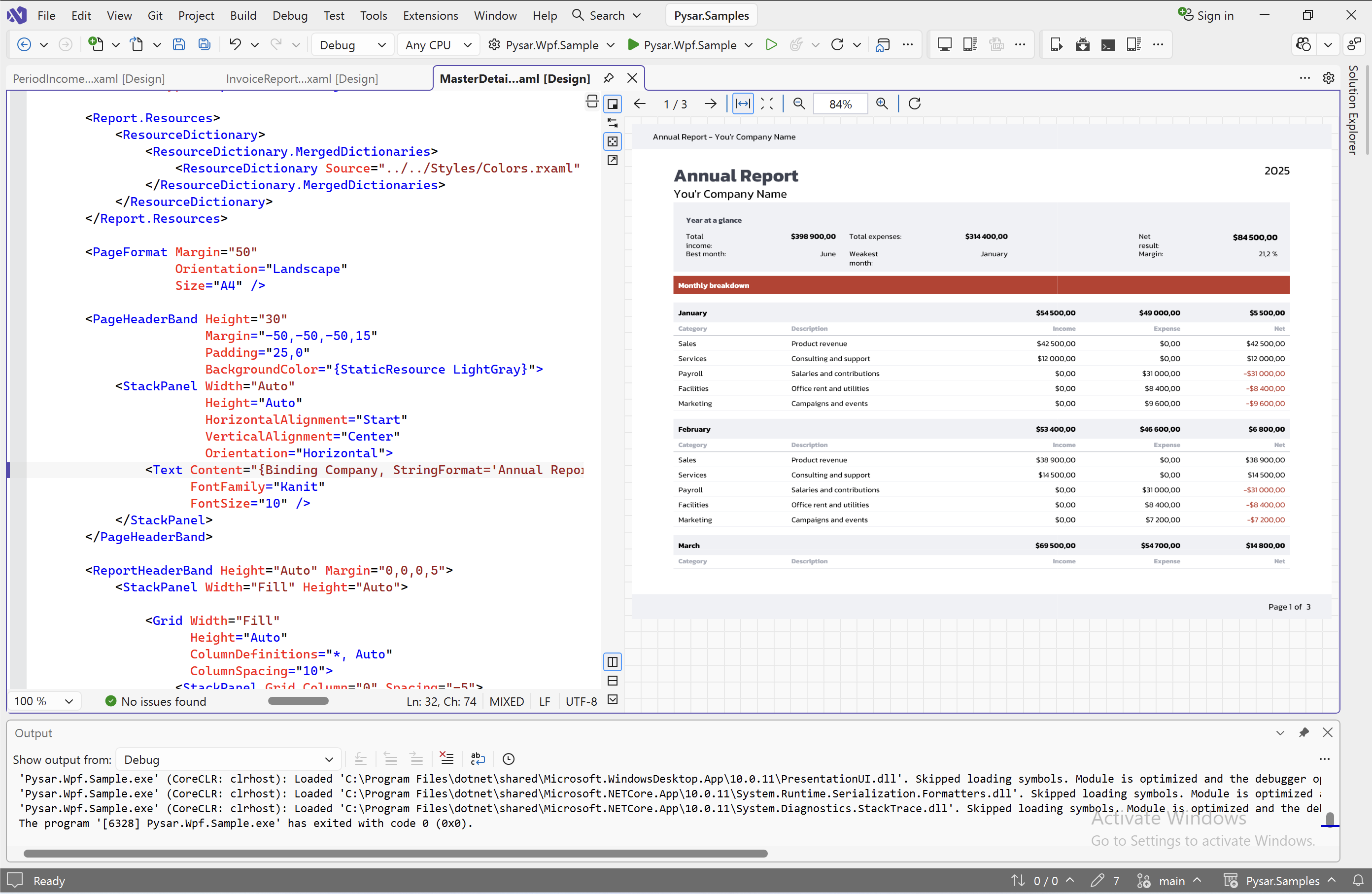 Early Pysar.Design preview pane in Visual Studio